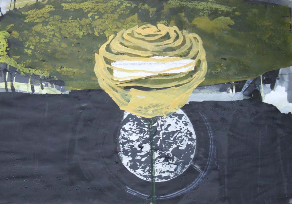 Leiden des jungen Werther, Pigmente, Acryl, Öl auf Papier 100 x 70 cm 2012