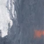 Schöpfung - Welt innen - Welt außen Tod, Obstbaumasche, Buchenholzasche, Flammruß auf Leinwand, 145 x 200 cm 2012